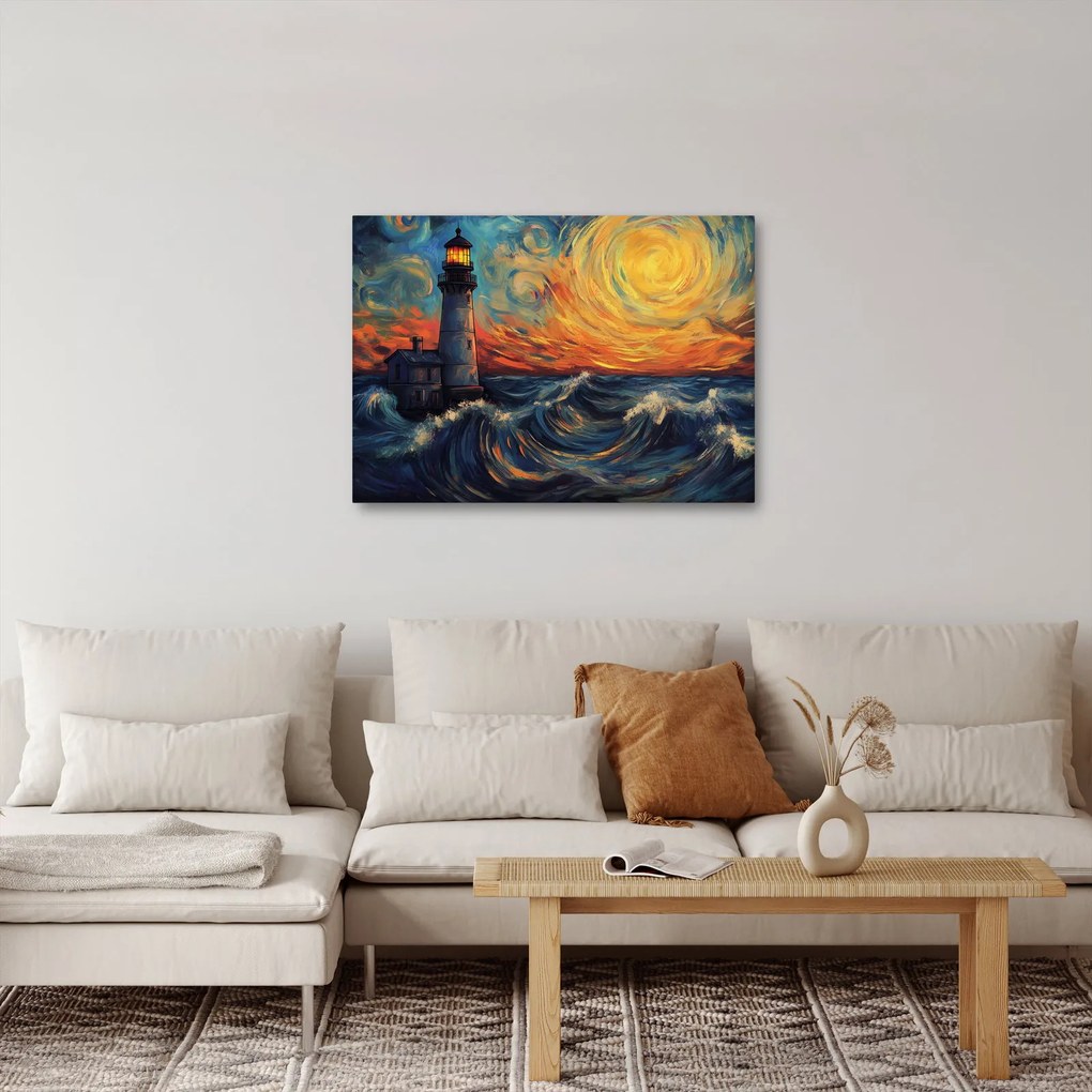 Kép - Világítótorony a hullámokban (70x50 cm)