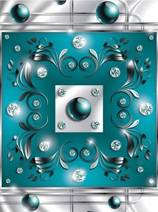 Fotótapéta Gyémántok absztrakt kék ezüst vinil 184x254 +ragasztó