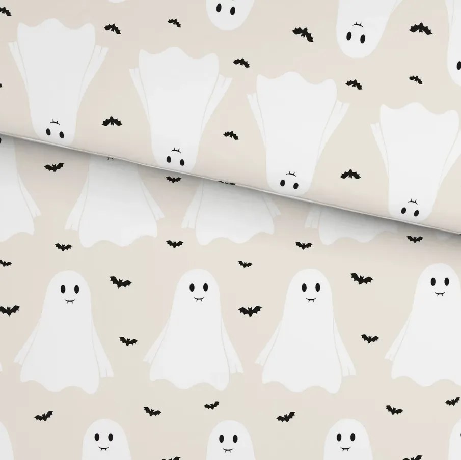 Gyermek ágynemű Renforcé pamutból GHOSTIE bézs Ágyneműhuzat mérete: 80 x 80 cm | 135 x 200 cm