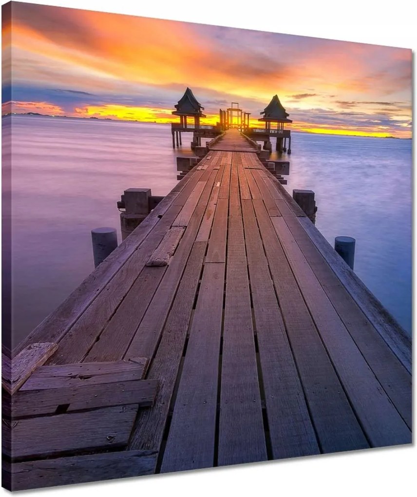 Vászonkép 40x40 Híd naplementekor