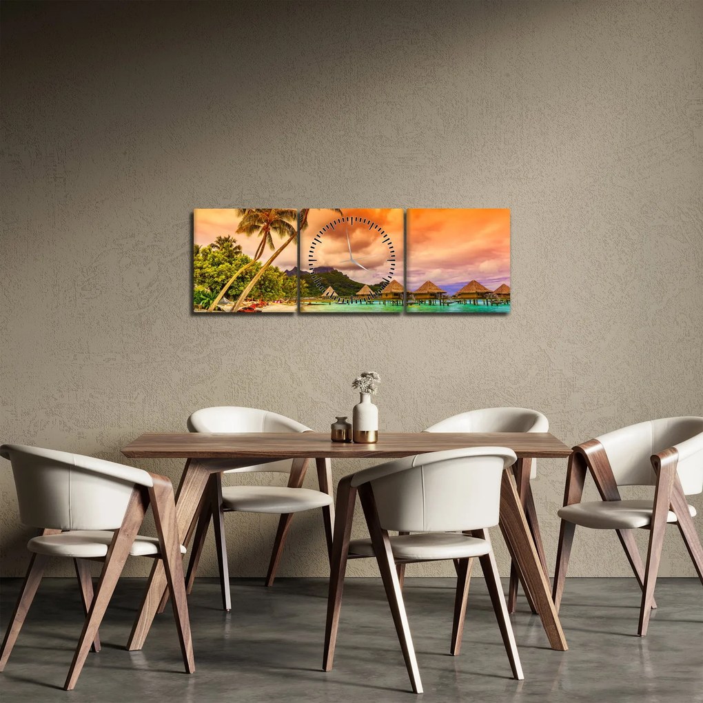 Kép - Bora Bora szigete (órával) (90x30 cm)