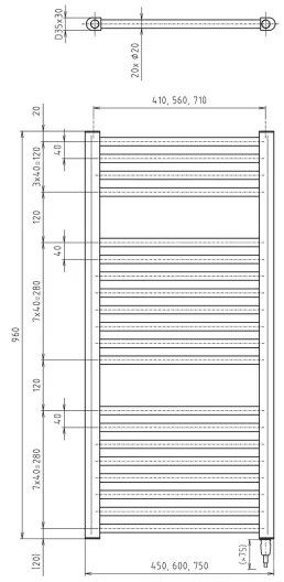 Aqualine - Fürdőszobai elektromos radiátor DIRECT-E 300W/230V 96 cm matt fekete