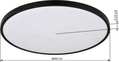 Globo 41566-32S Mennyezeti lámpa, matt fekete műanyag, fehér műanyag, felfelé is világít "háttérvilágítás", ø: 400mm, M: 40mm, tartozék: LED 32W 230V, 3250lm forrás, 1300lm kimenet, 4000K