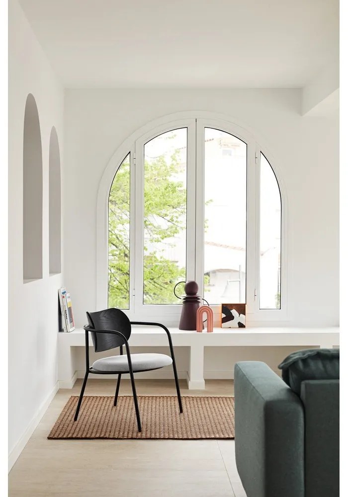 Fekete-szürke fotel kőrisfa dekorral Eclipse - Teulat