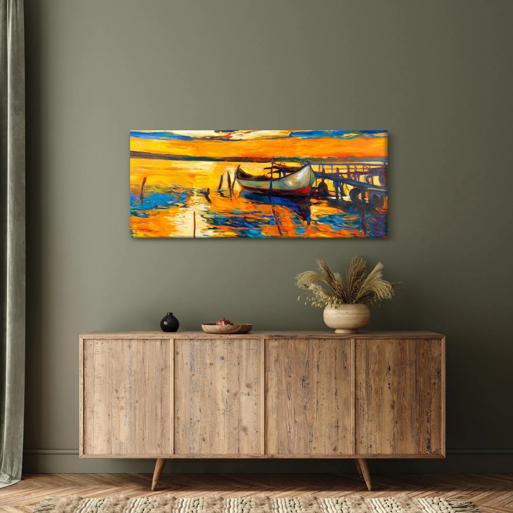 Kép - Hajó naplementekor (120x50 cm)