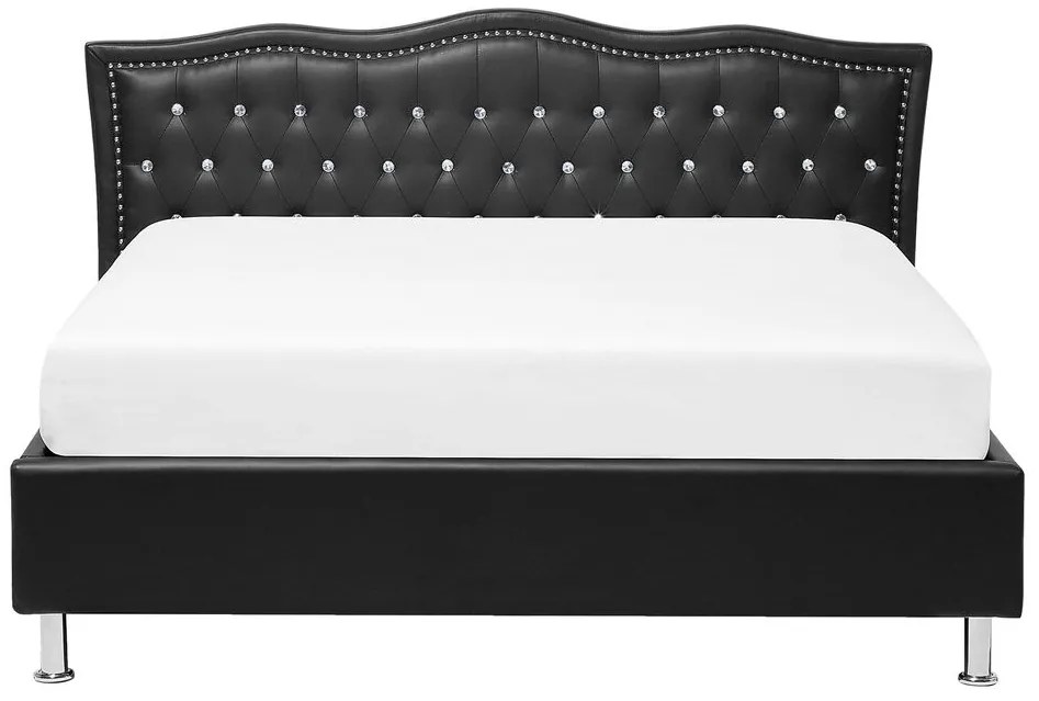 Franciaágy 140 cm MATH (ágyráccsal) (fekete). 1007351