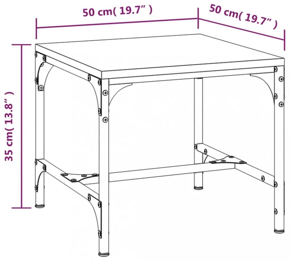 vidaXL fekete szerelt fa dohányzóasztal 50x50x35 cm