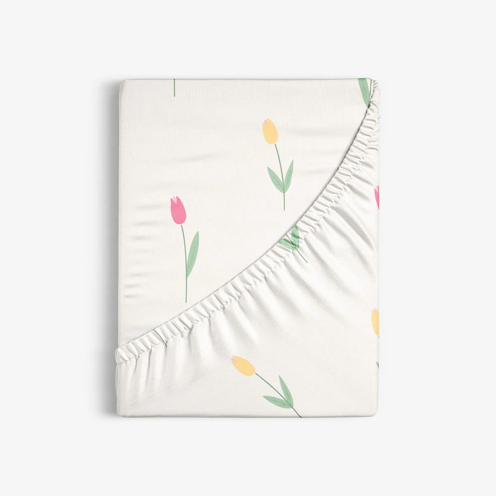 Goldea pamut gumis lepedő - tulipánok 140 x 200 cm