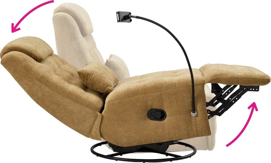 Luxus forgó fotel, hintafotel, mustársárga, UMRBO