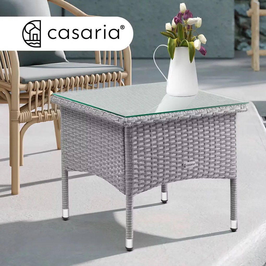Casaria® Rattan asztalka 50x50x45 cm - szürke
