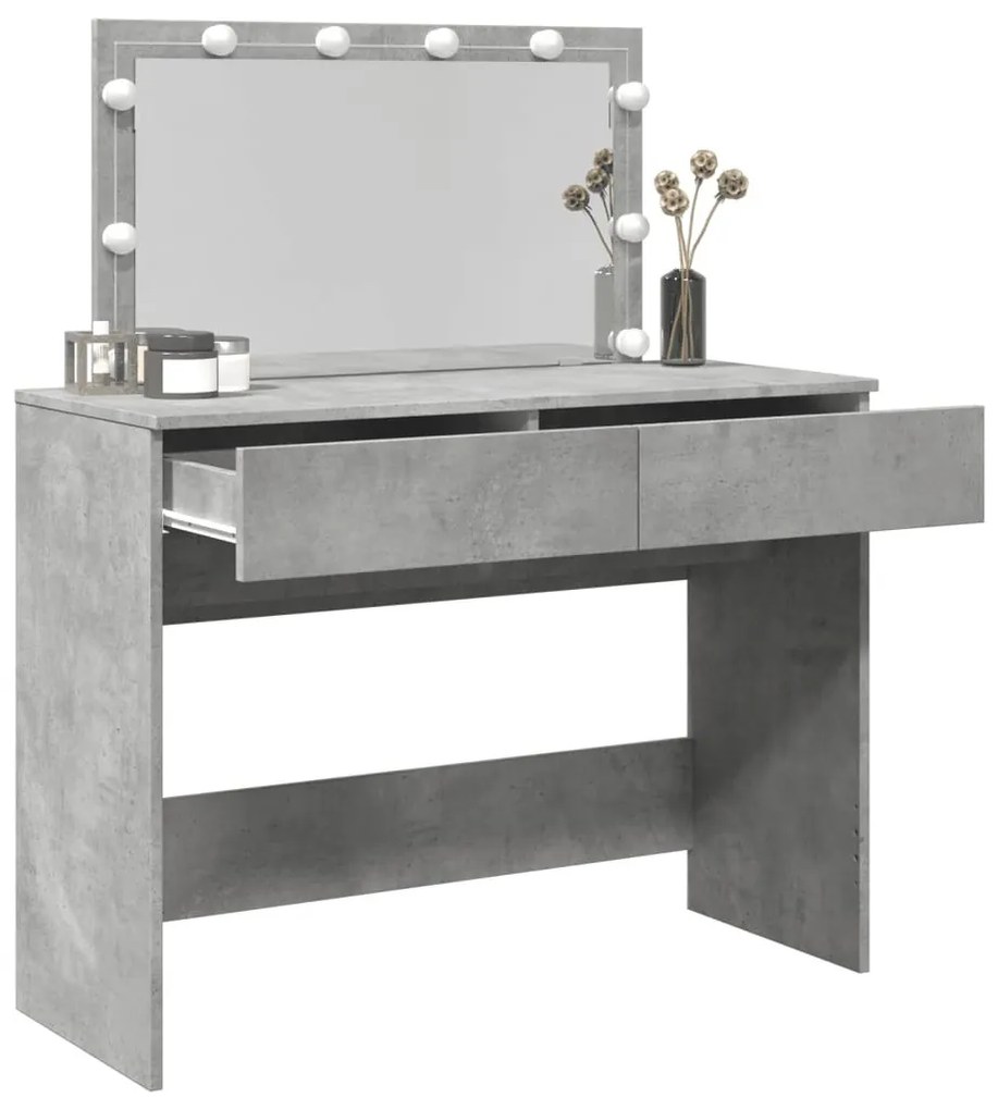 betonszürke fésülködőasztal LED-del 100 x 40 x 120 cm