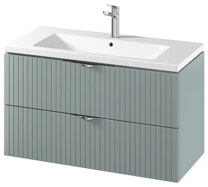 Cersanit S801-546 - Falra szerelhető fürdőszobai szekrény mosdóval TIRSO 100x45 cm mentazöld