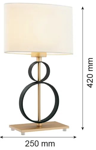 Argon 8373 - Asztali lámpa PERSEO 1xE27/15W/230V 42 cm krémes/fekete