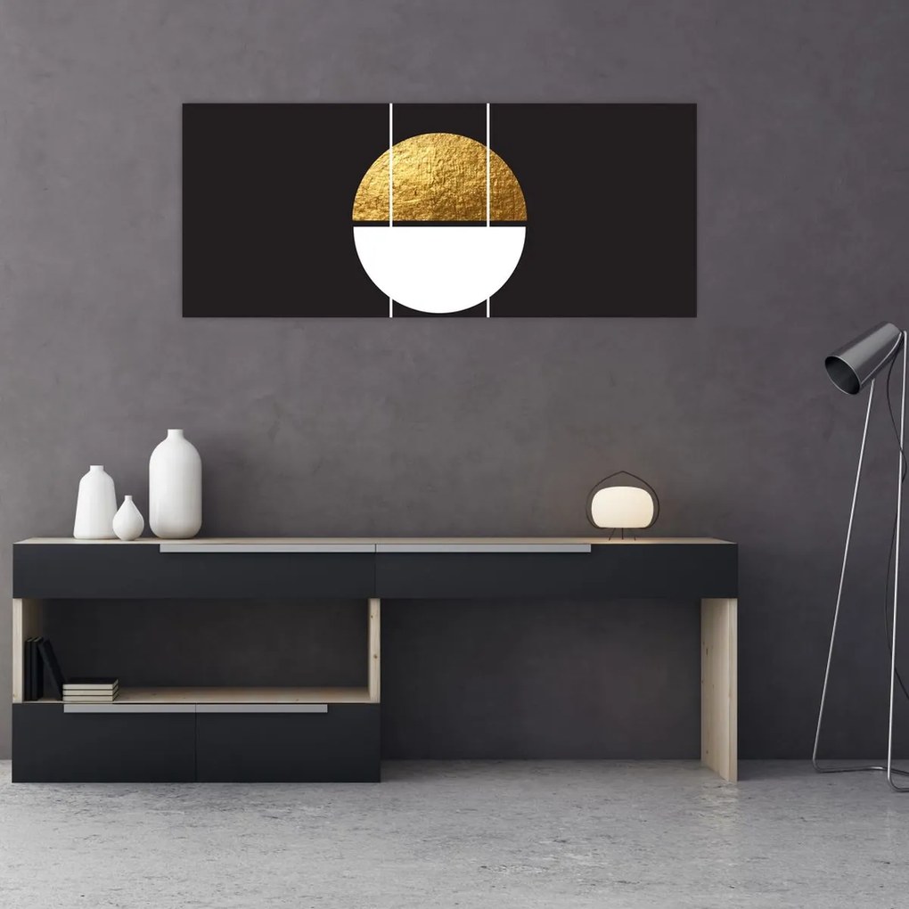 Kép - Absztrakció arany és fekete N⁰1 (120x50 cm)