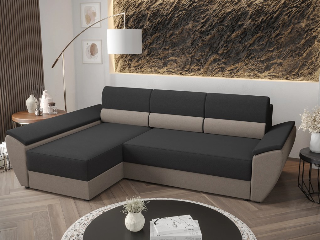Sarok ülőgarnitúra Radiant L3 (fekete + capuccino) (B). Akció -16%. 1062230
