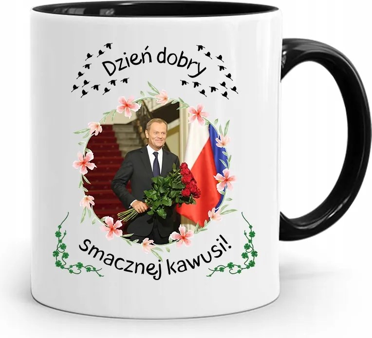 Donald Tusk Fekete Bögre Platform Ajándék fényképes nyomtatással