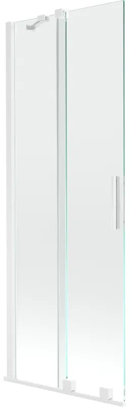 Mexen Velar, 2 szárnyas eltolható kádparaván 75 x 150 cm, 8mm átlátszó üveg, fehér profil, 896-075-000-01-20