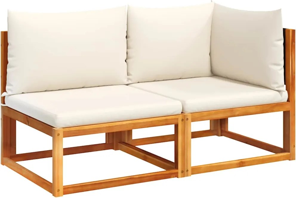 vidaXL kétszemélyes akácfa és rattan kerti kanapé párnákkal