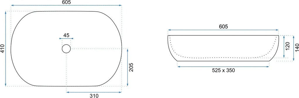 Rea Cleo, asztali mosdó 605x410x140 mm, réz matt-fekete, REA-U6383