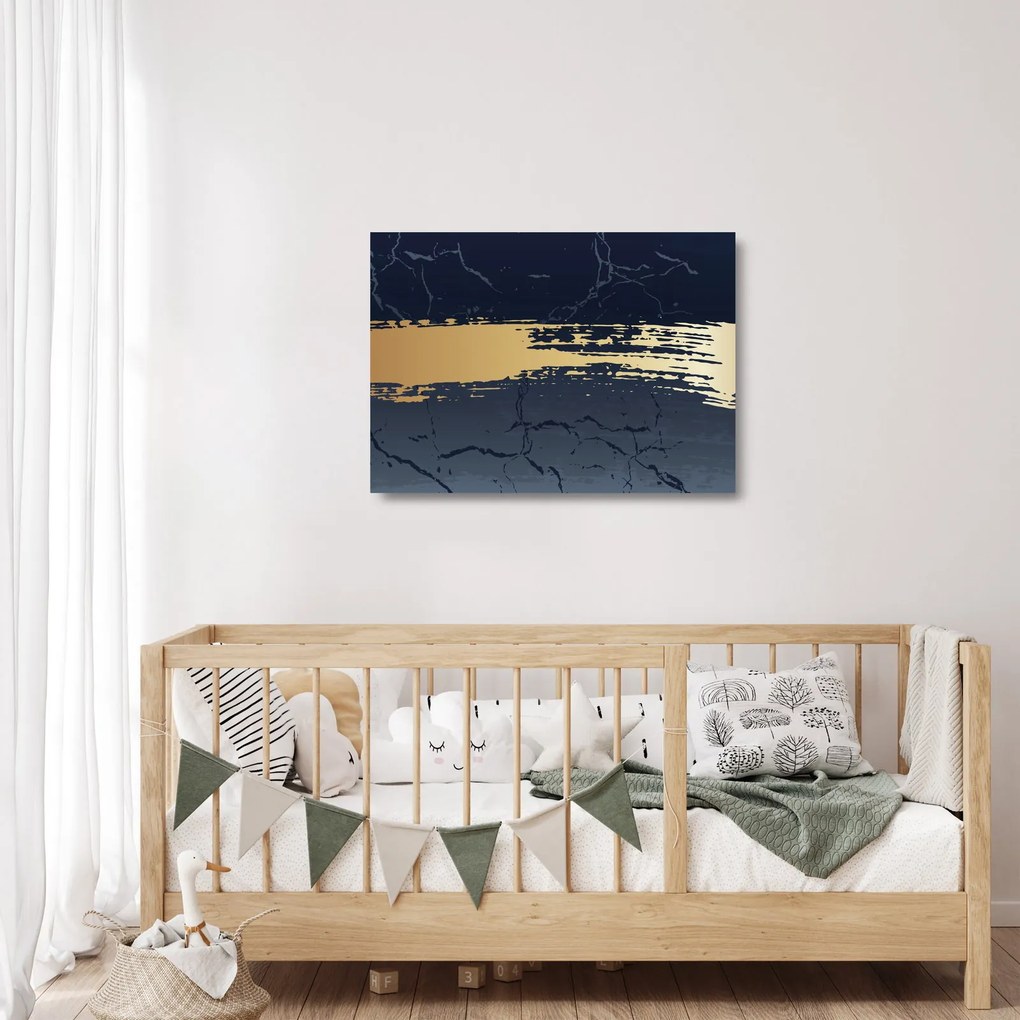 Üveg kép - Kék és arany absztrakció N⁰2 (70x50 cm)