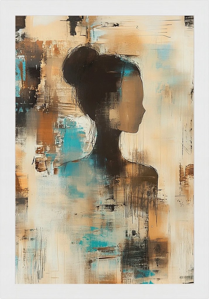 Poszter Keret Fa Absztrakt Figura Sziluett Nő Profil 40x60