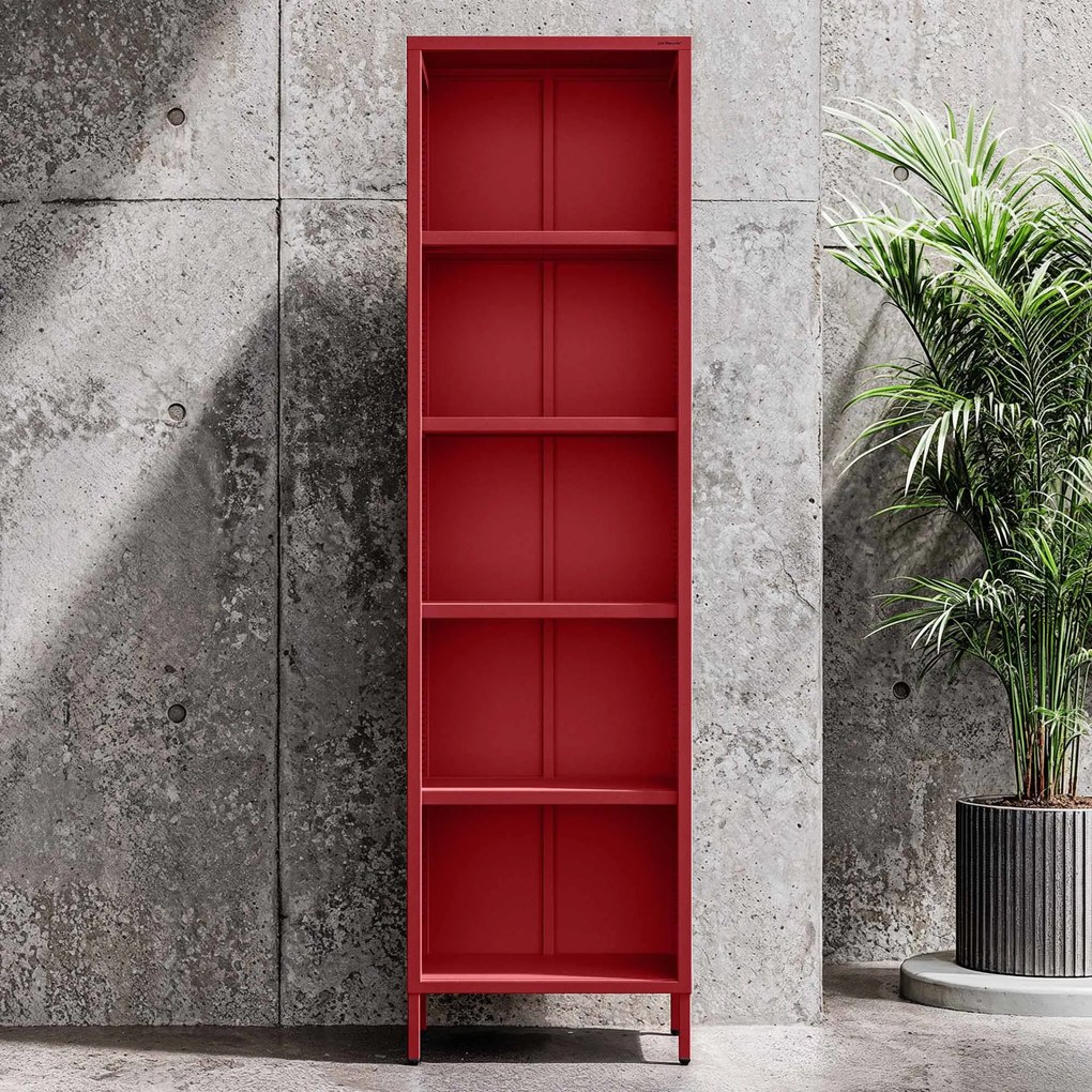 Könyvespolc MARIO, 500 x 1800 x 350 mm, Modern: piros