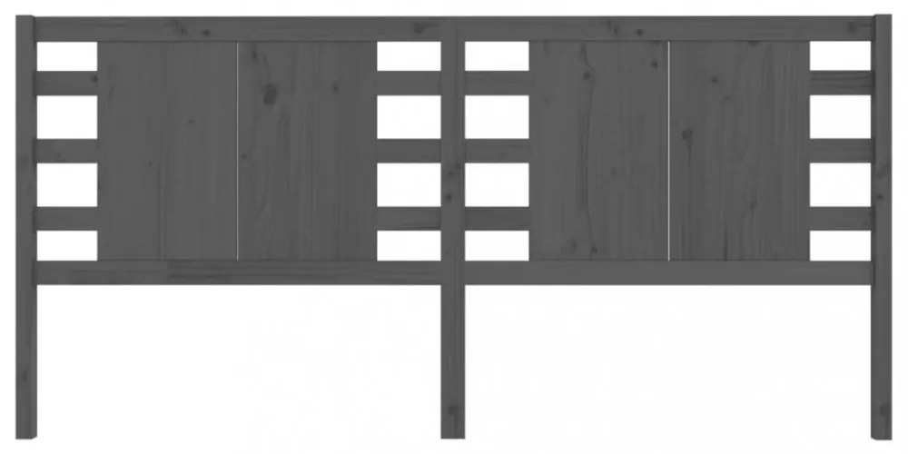 szürke tömör fenyőfa fejtámla 126 x 4 x 100 cm