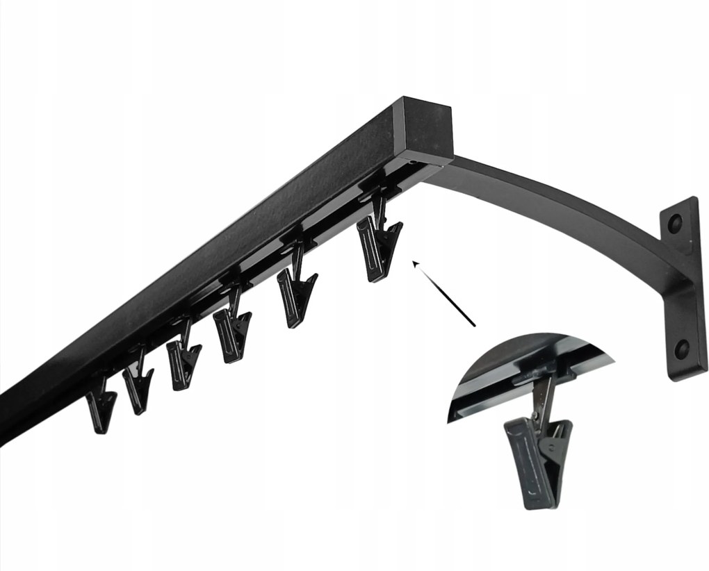 Függönykarnis Négyzet Alumínium 20mm Fekete Matt 120cm béka