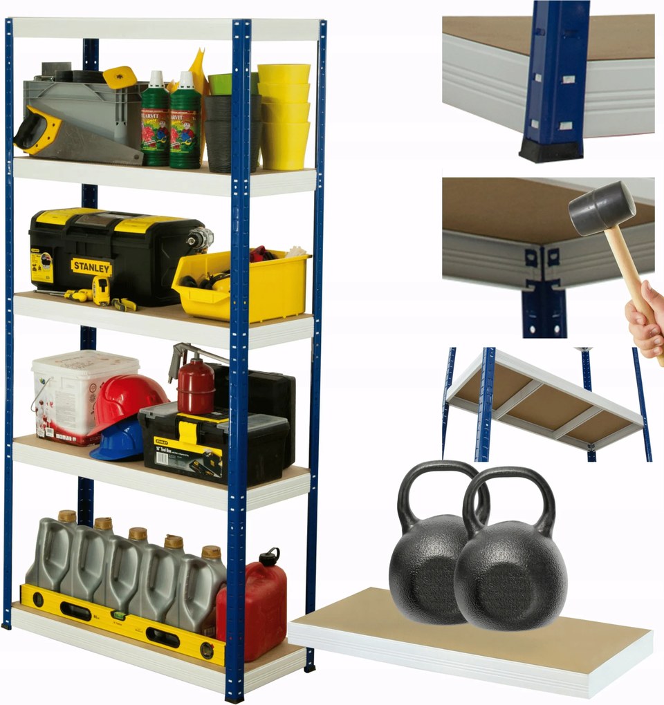 Tárolószekrény fém állvány Helios 213x100x35cm 5Px275kg Tömör