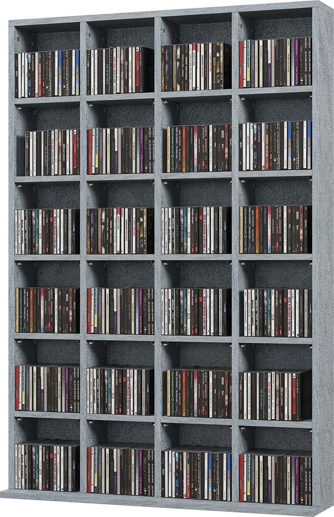 HOMCOM CD és DVD tároló, multimedias tárolóegység 24 rekesszel, maximális kapacitás 480 CD/312 DVD, fa polc állítható polcokkal, 89 x 20 x 130,5 cm, s