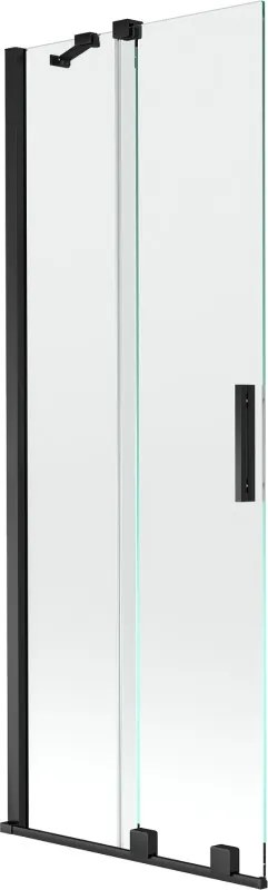 Mexen Velar 2-szárnyas, eltolható kádparaván, 75 x 150 cm, átlátszó, fekete - 896-075-000-01-70