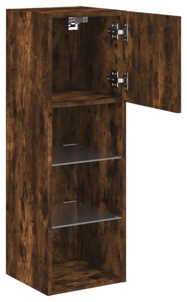 füstös tölgy színű TV-szekrény LED-világítással 30,5x30x90 cm