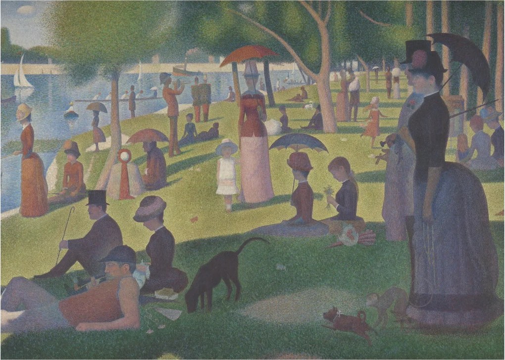 Üveg kép - Georges Seurat, A Sunday on La Grande Jatte, reprodukciók (70x50 cm)
