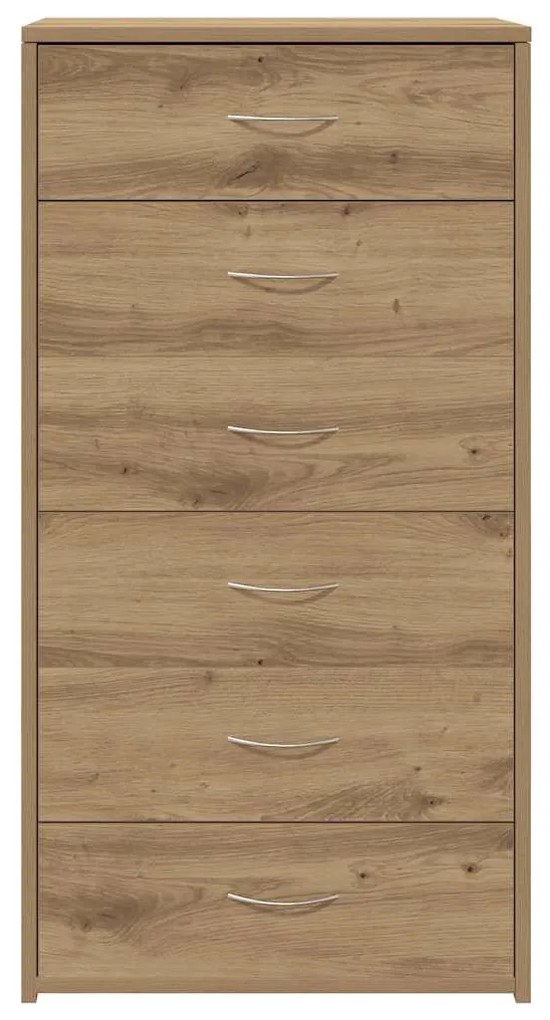 tálalószekrény 6 fiókkal Kézműves tölgy 50x34x96 cm műszaki fa