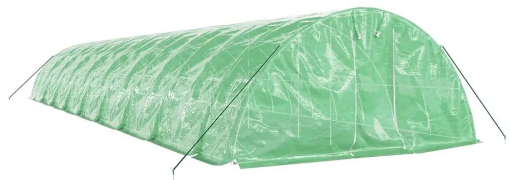 zöld acélvázas melegház 90 m² 18 x 5 x 2,3 m