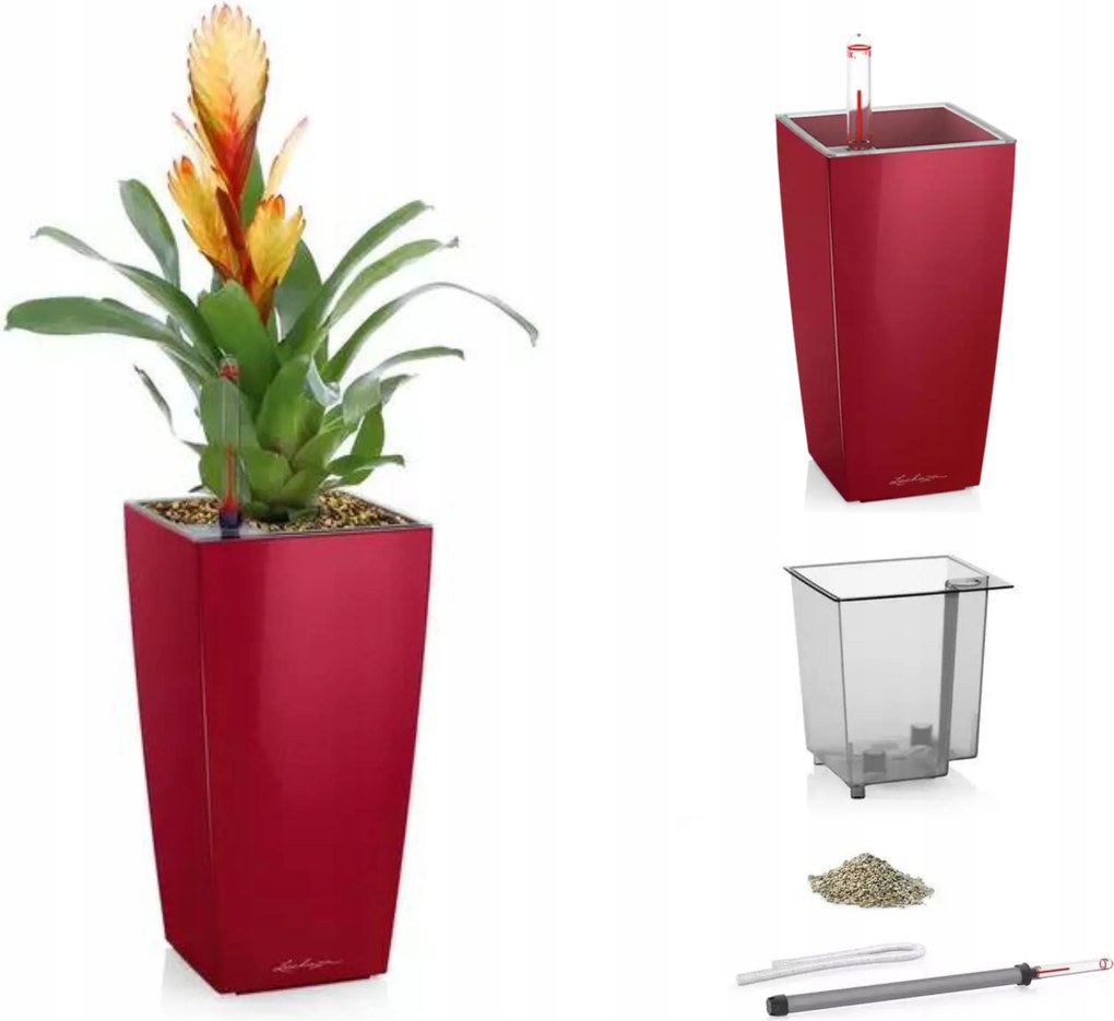 Lechuza Mini Cubi önöntöző kaspó Piros Fényes Lechuza Pon