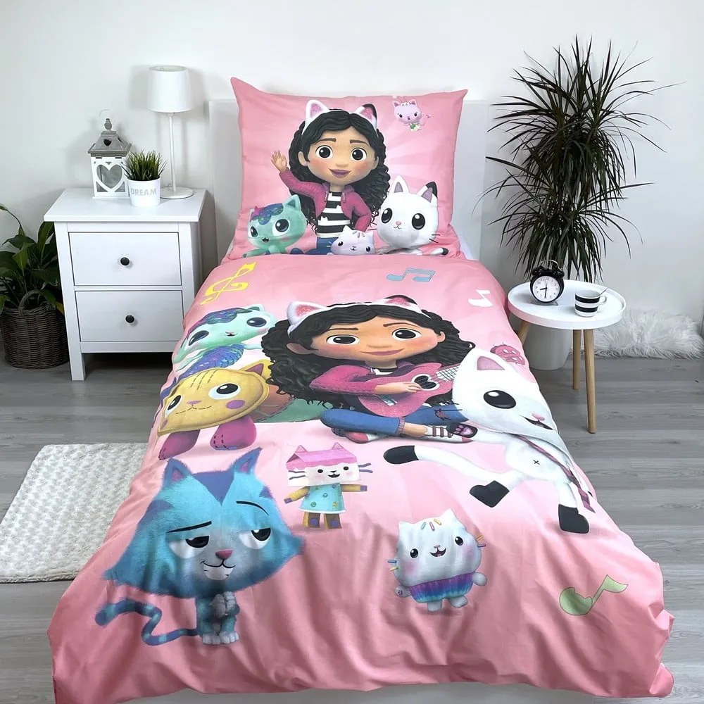 Egyszemélyes pamut gyerek ágyneműhuzat 140x200 cm Gabby's Dollhouse – Jerry Fabrics