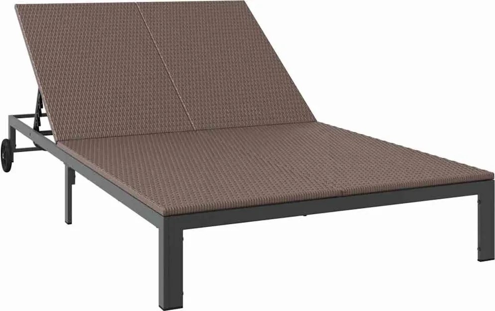 vidaXL Napozóágy 1-személy Barna 206 x 62.5 x 74 cm polirattan