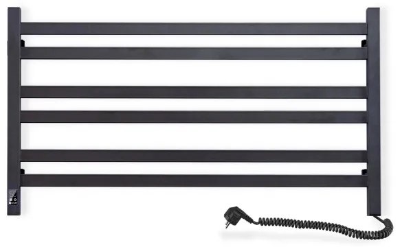 Fürdőszobai létra törölközőszárító radiátor termosztáttal AVANGARD 316 W/230 V 50,6 cm IP44 fekete jobb oldali