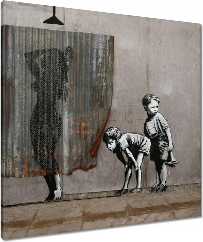 Vászonkép 70x70 Banksy kukkolás