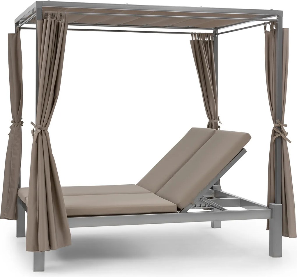 Blumfeldt Eremitage Double Sunbed, kétszemélyes napozóágy, napellenző tető, taupe