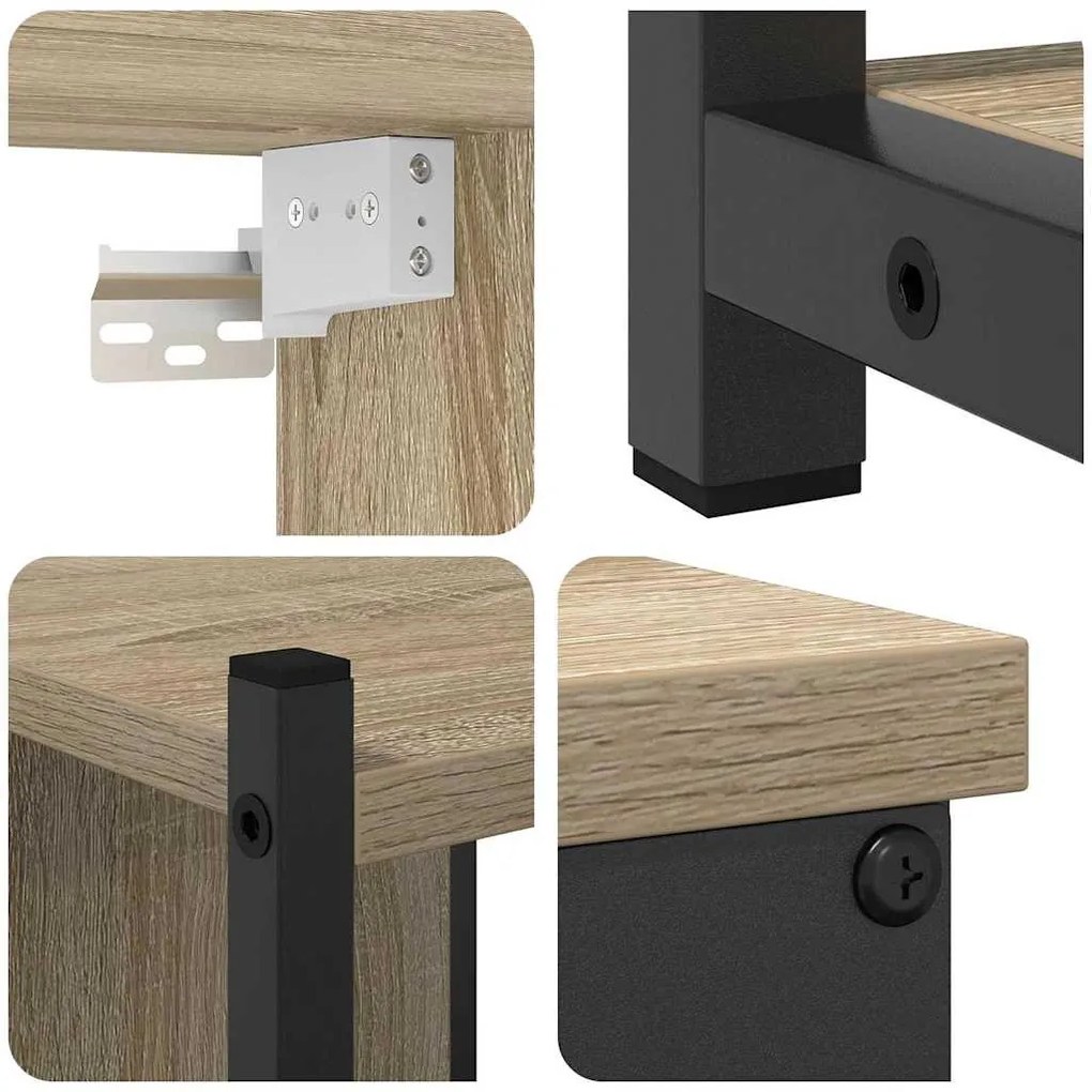 Fürdőszoba bútor szett polcokkal 4 pcs sonoma tölgy Közepes