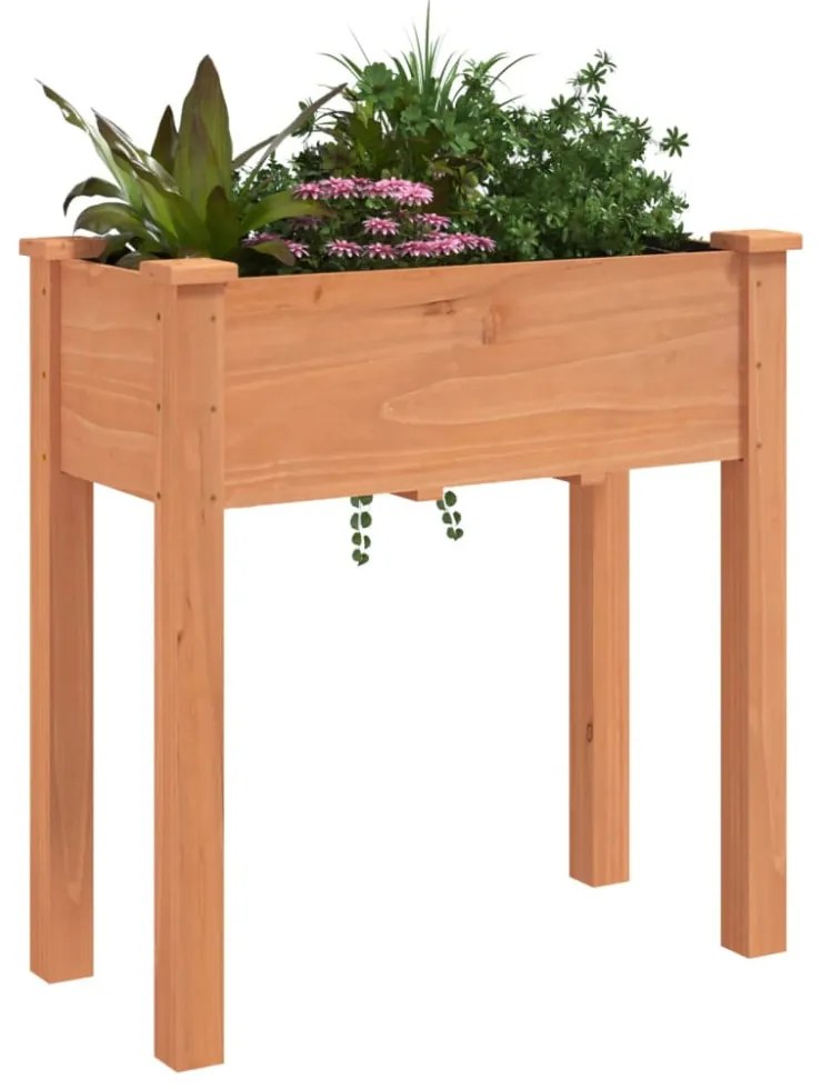 barna tömör fenyőfa kerti ültetőláda béléssel 71 x 37 x 76 cm