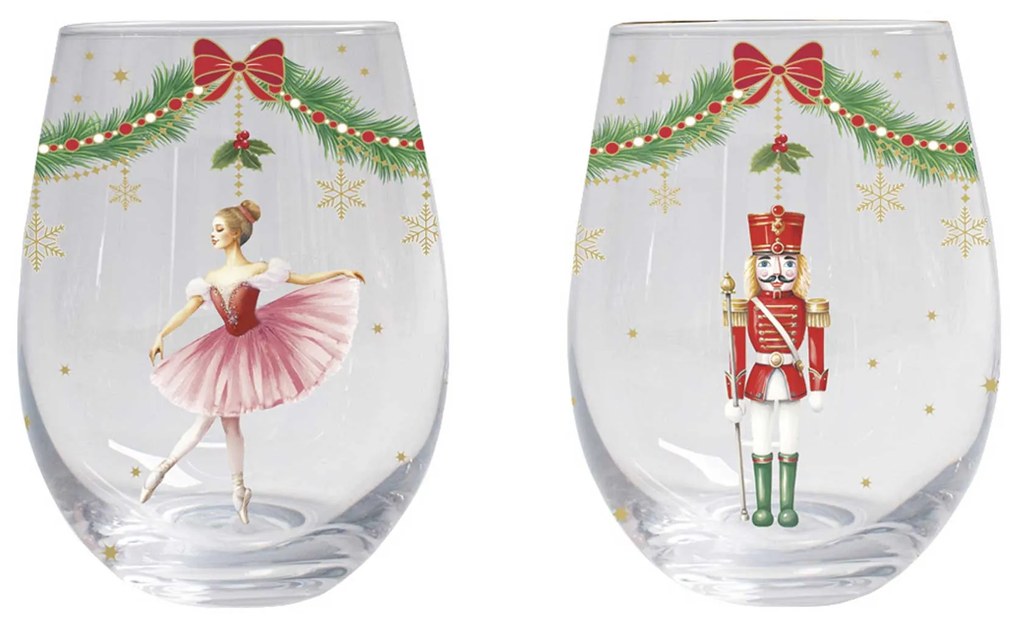 Karácsonyi üveg vizes pohár 2db-os szett Magie de Noel