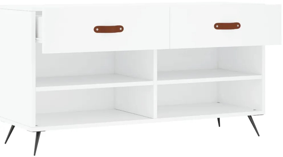 fehér szerelt fa cipőpolc 102x35x55 cm