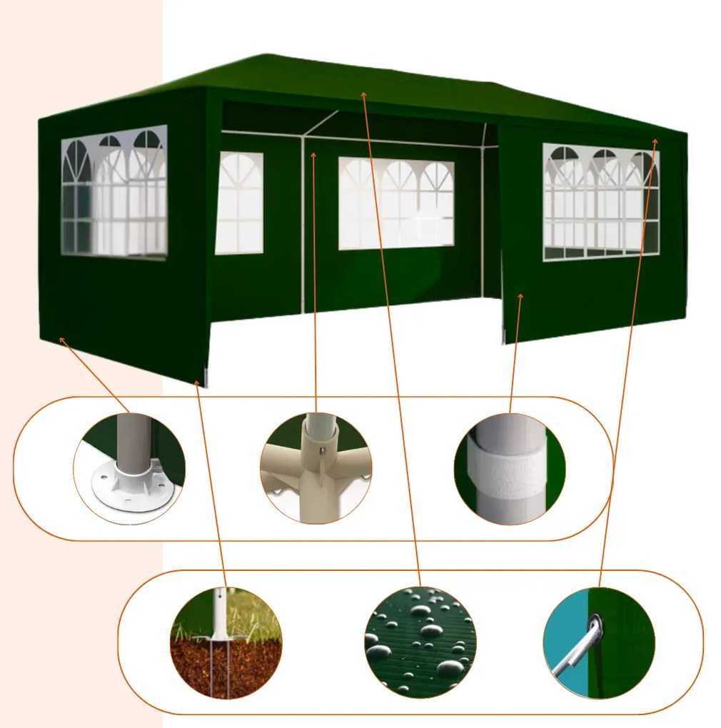 NEAPOL rendezvénysátor, 3x6m, zöld Jurhan