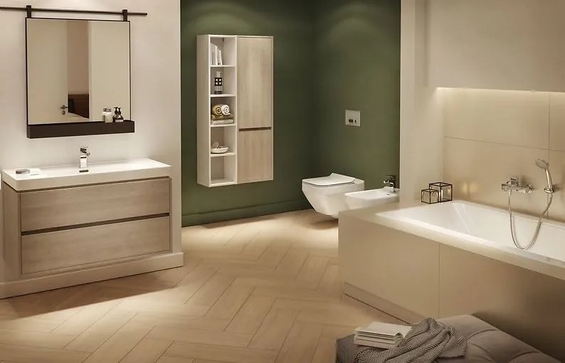 Cersanit - SET B107 Crea szekrény + Crea 40 mosdó, szürke, S801-281