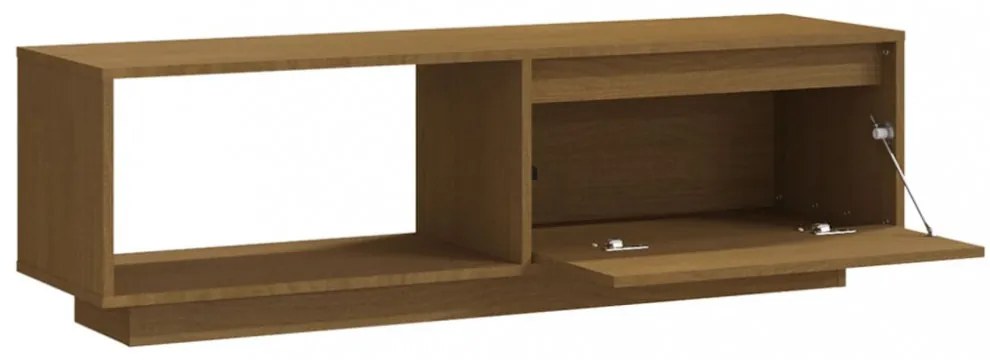 mézbarna tömör fenyőfa TV-szekrény 110 x 30 x 33,5 cm