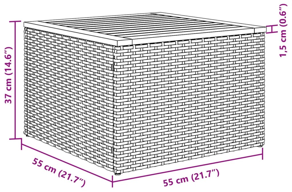 7 db-os Kerti Kanapé Szett Párnákkal Fekete Poli Rattan Akác, 2 személyes Kerti Kanapé Tárolóval &amp; Párnákkal Fekete Poli Rattan