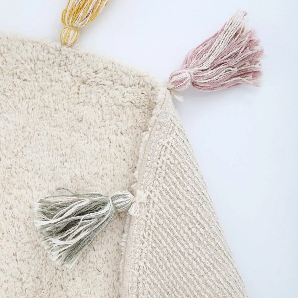 Krémszínű mosható kézi szövésű pamut gyerek szőnyeg ø110 cm Rainbow Moss – Nattiot